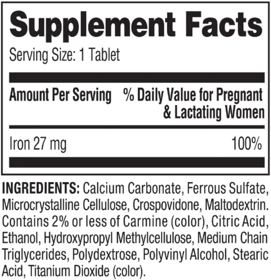Spring Valley Ferrous Sulfate 27 mg Iron Supplement, 250 Count with STS Home Sticker