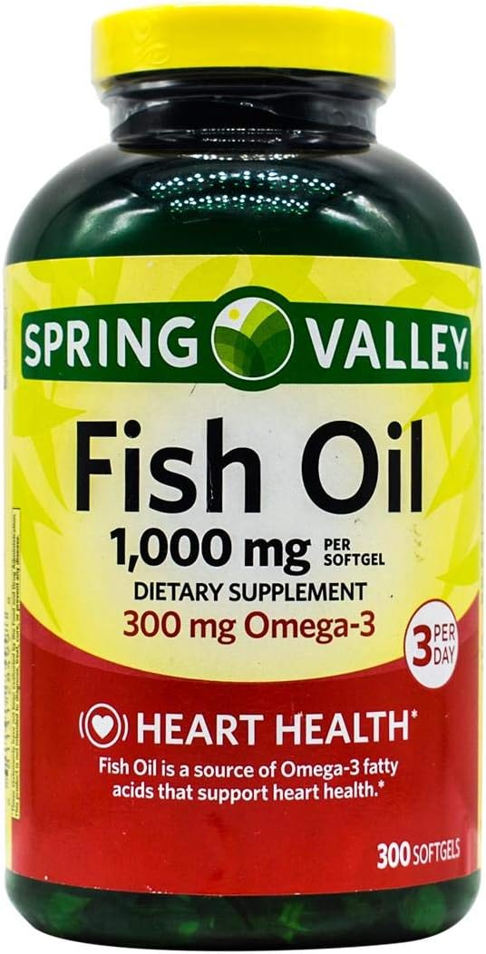 Spring Valley Fish Oil Softgels, 1000 mg, 300 Count - Omega-3 Supplement