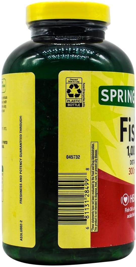 Spring Valley Fish Oil Softgels, 1000 mg, 300 Count - Omega-3 Supplement