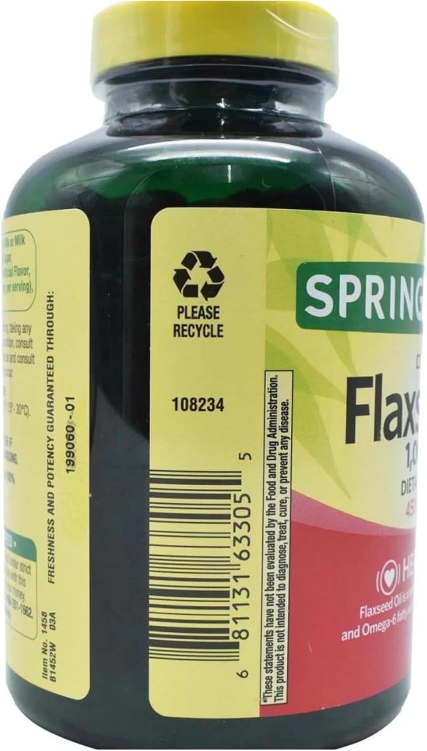 Spring Valley Flaxseed Oil Softgels - Vegan Omega 3, 6, 9 Supplement - 1000mg Flax Seed Oil Pills - 100 Count Pack - Venancio's Shop