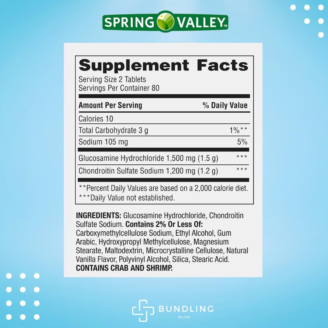 Spring Valley Glucosamine Chondroitin Triple Strength Bundle with 7 Day Pill Organizer - 160 Count Dietary Supplement Pack