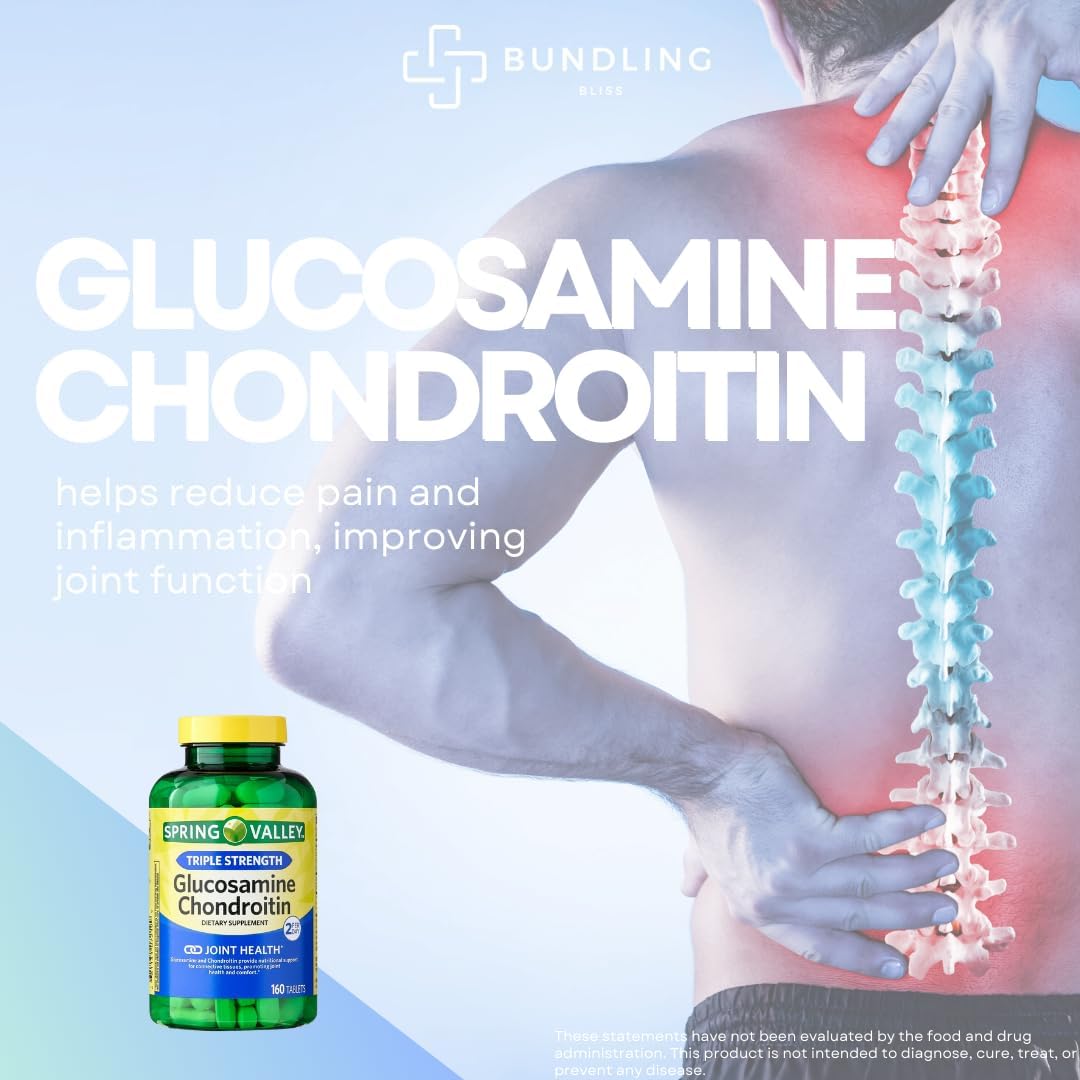 Spring Valley Glucosamine Chondroitin Triple Strength Bundle with 7 Day Pill Organizer - 160 Count Dietary Supplement Pack