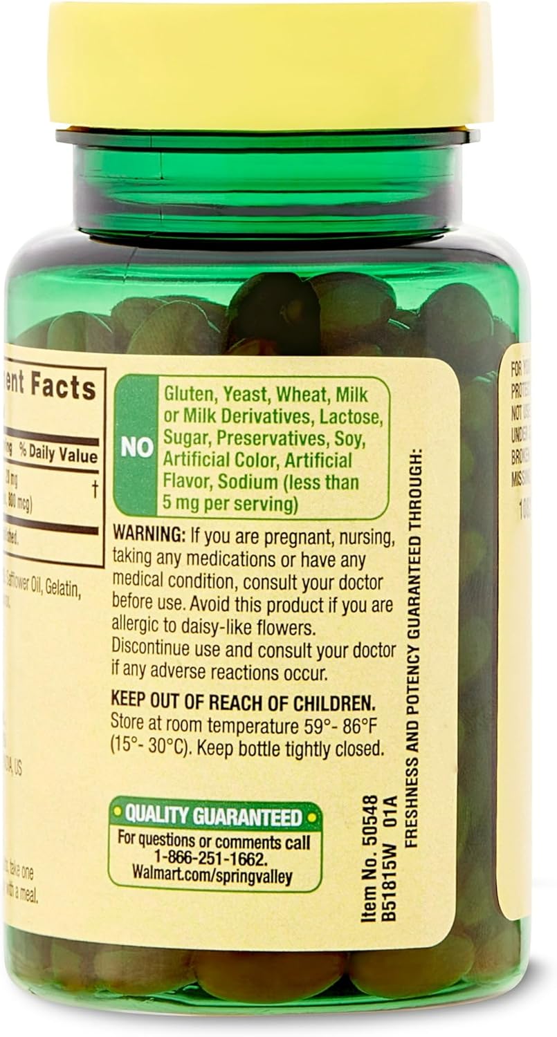 Spring Valley Lutein 20mg with Zeaxanthin - 30 Softgels, Pack of 1 - Fusion Shop Store