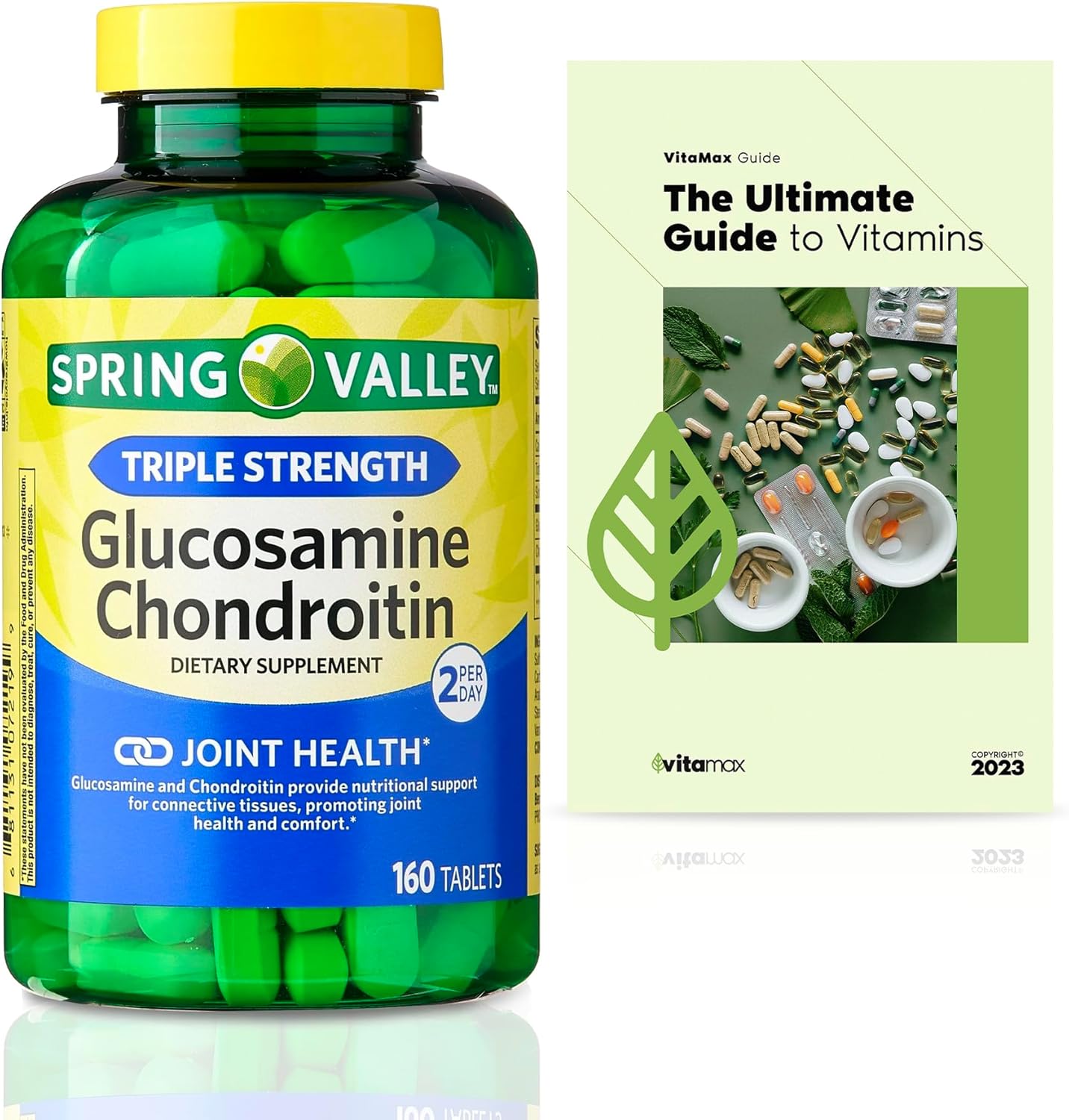 Spring Valley Triple Strength Glucosamine Chondroitin Joint Health Supplement with VitaMax Vitamin Guide - 160 Tablets