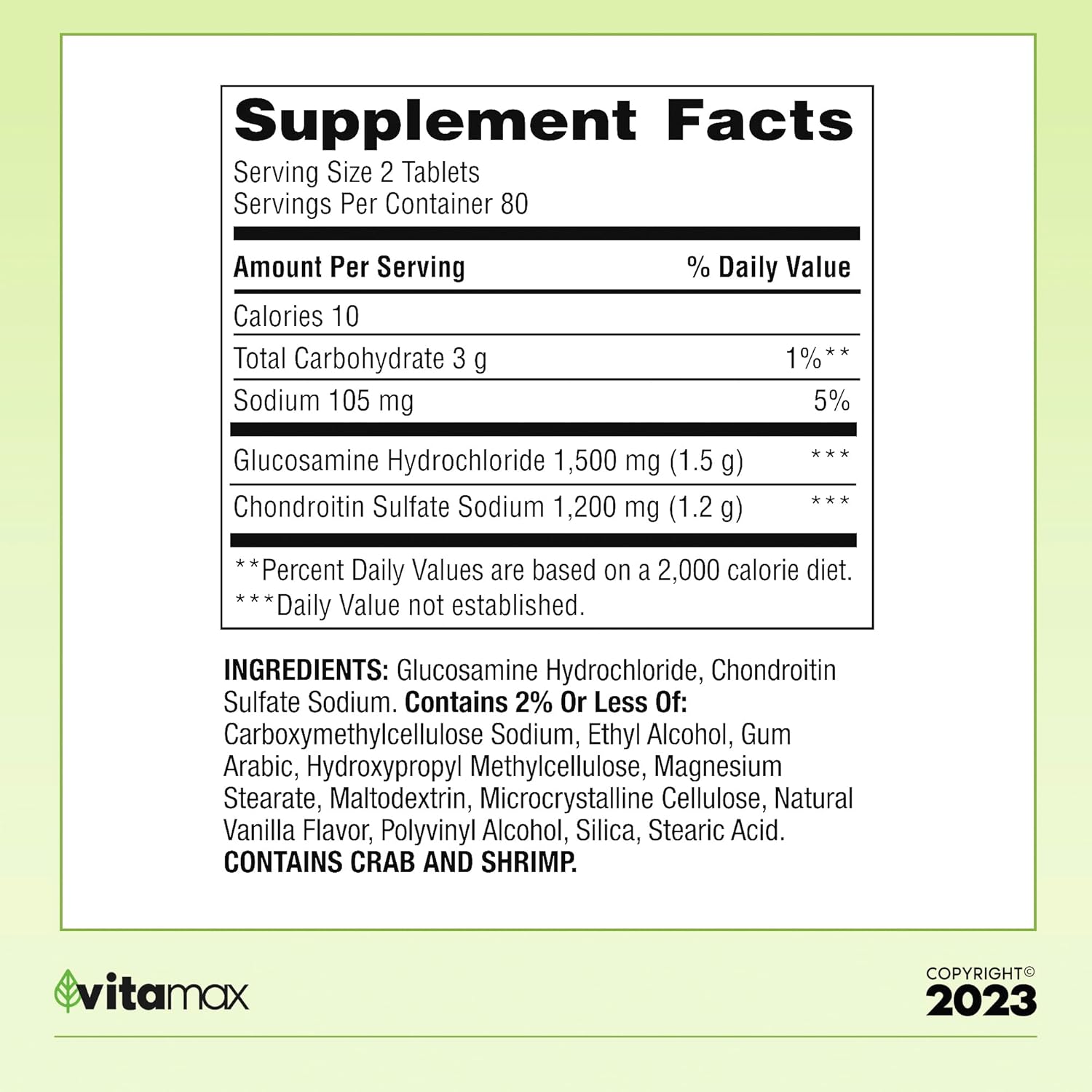 Spring Valley Triple Strength Glucosamine Chondroitin Joint Health Supplement with VitaMax Vitamin Guide - 160 Tablets