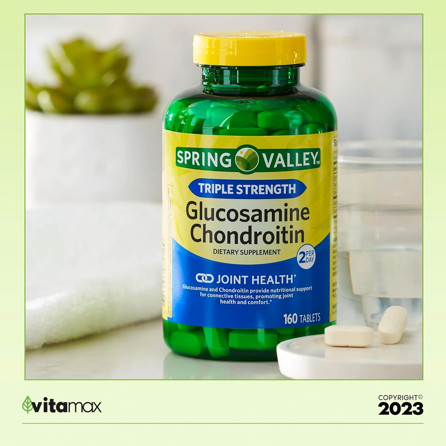 Spring Valley Triple Strength Glucosamine Chondroitin Joint Health Supplement with VitaMax Vitamin Guide - 160 Tablets