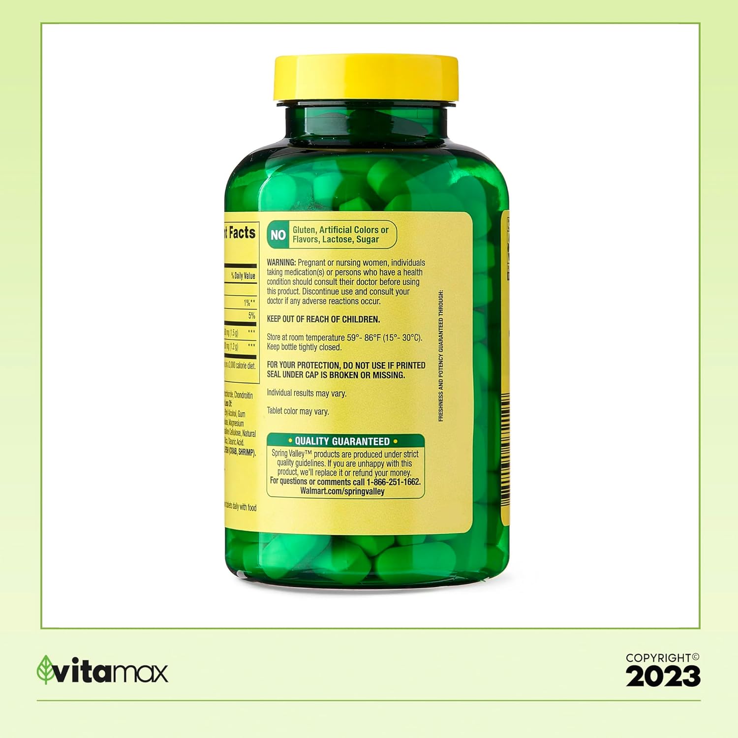 Spring Valley Triple Strength Glucosamine Chondroitin Joint Health Supplement with VitaMax Vitamin Guide - 160 Tablets