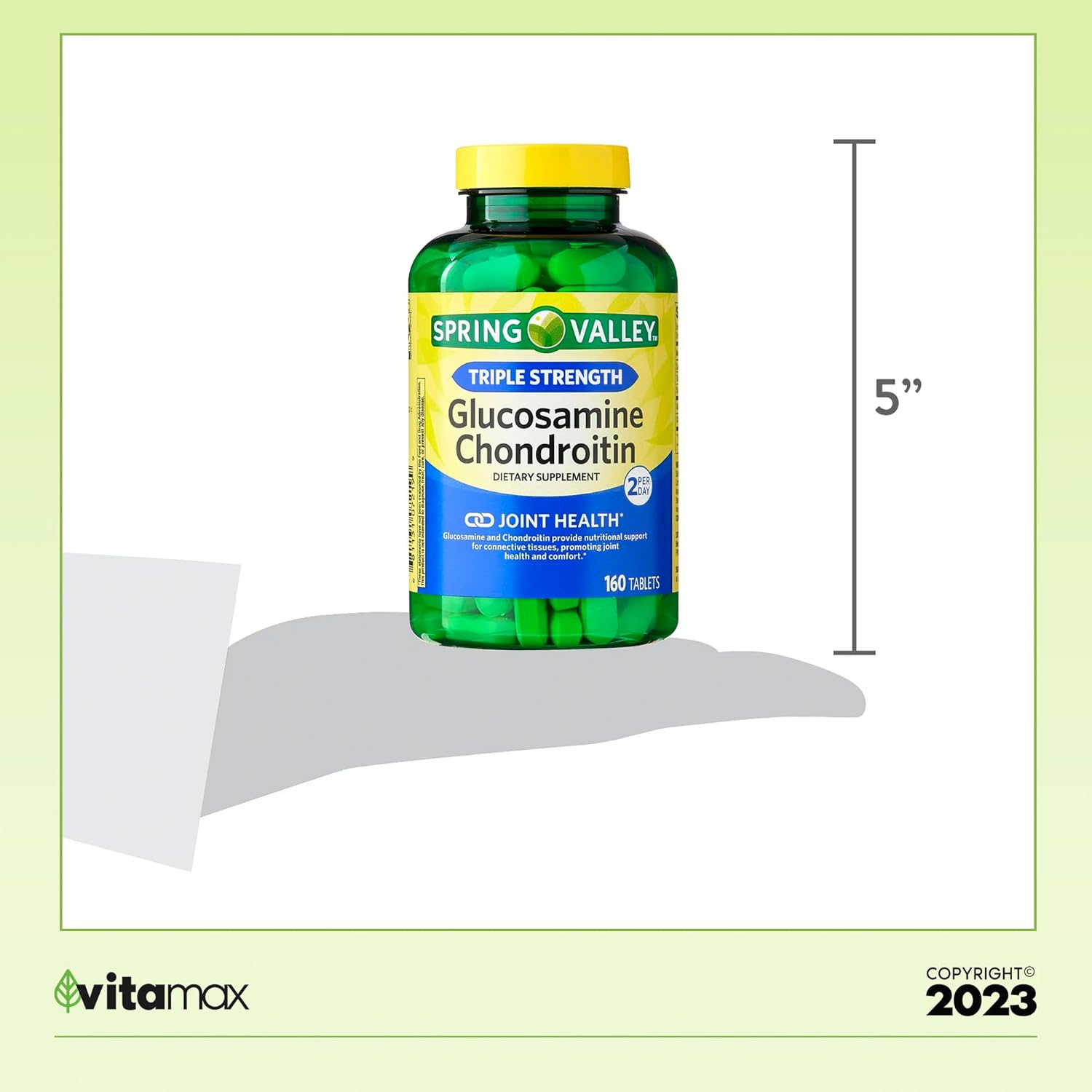 Spring Valley Triple Strength Glucosamine Chondroitin Joint Health Supplement with VitaMax Vitamin Guide - 160 Tablets