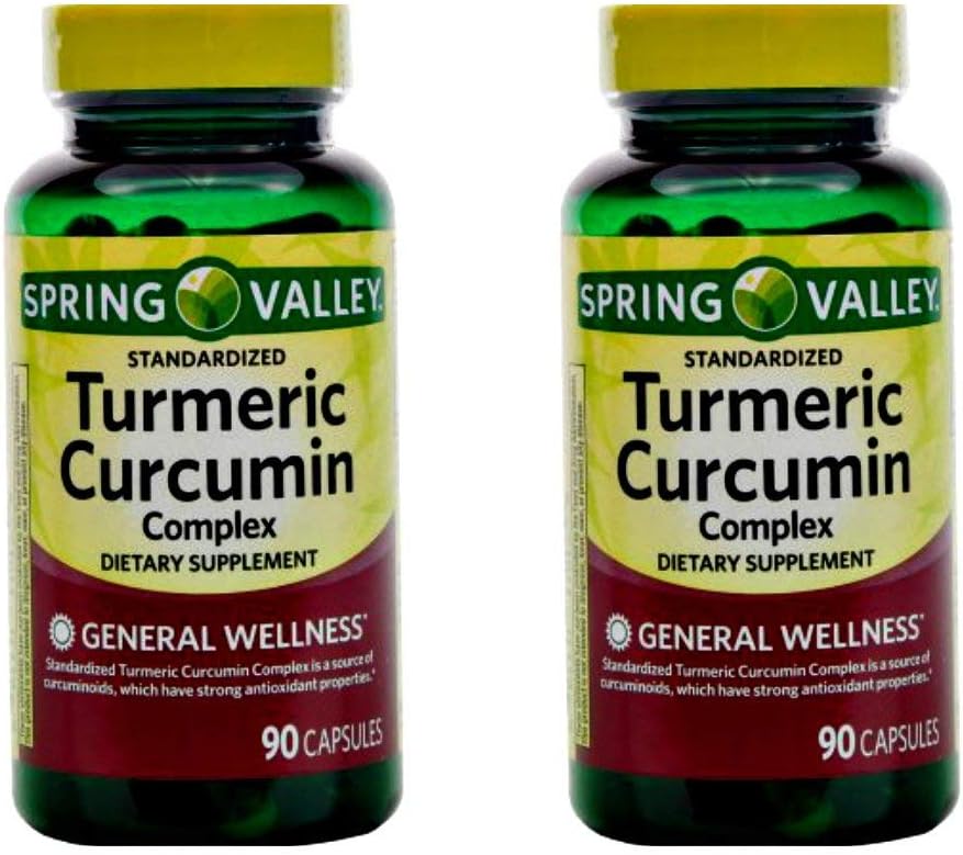 Spring Valley Turmeric Curcumin Capsules 500mg, 90 Count x 2 - Standardized Complex Dietary Supplement