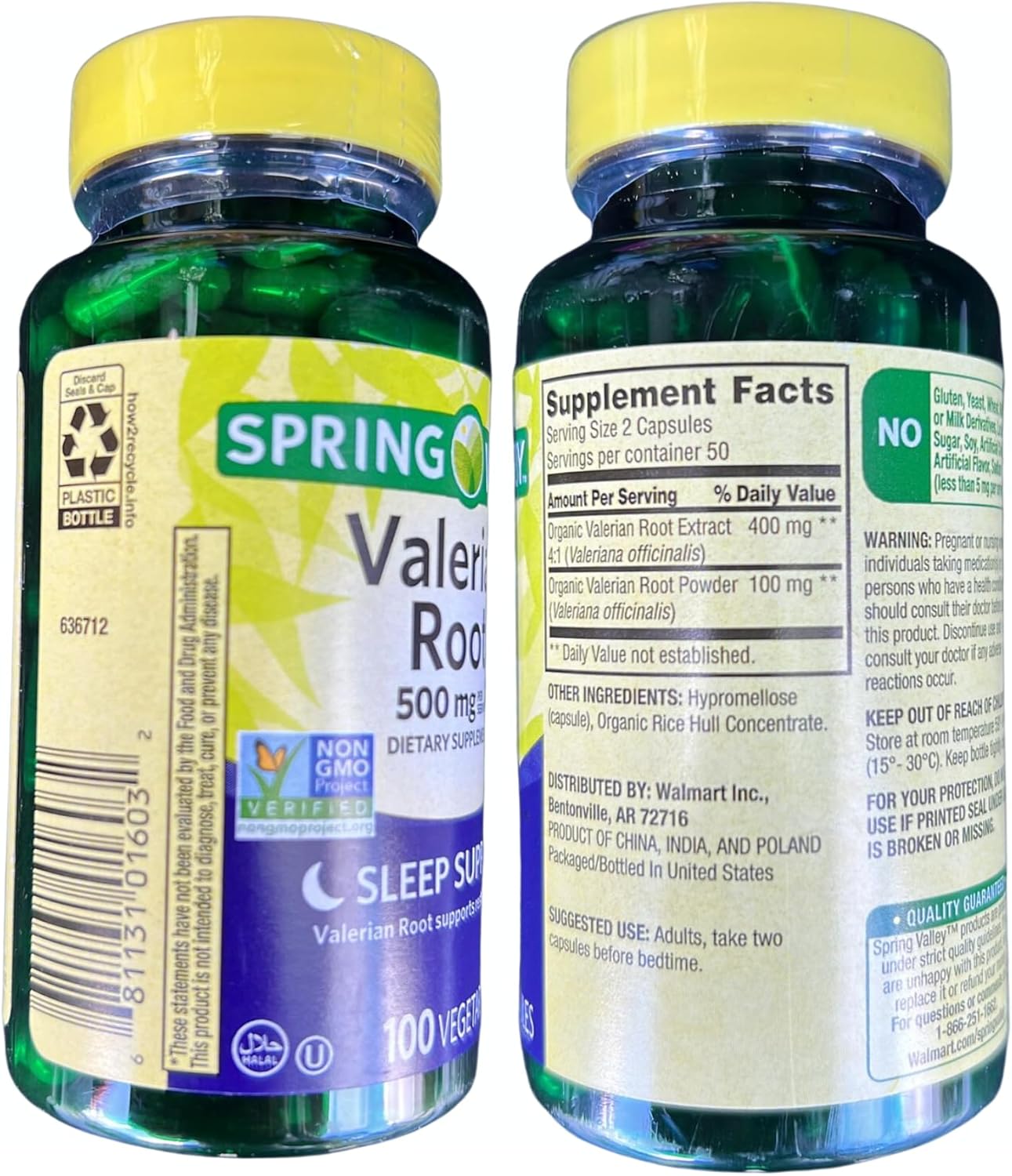 Spring Valley Valerian Root 500mg Vegan Capsules - Natural Sleep Support Dietary Supplement, 300 Count