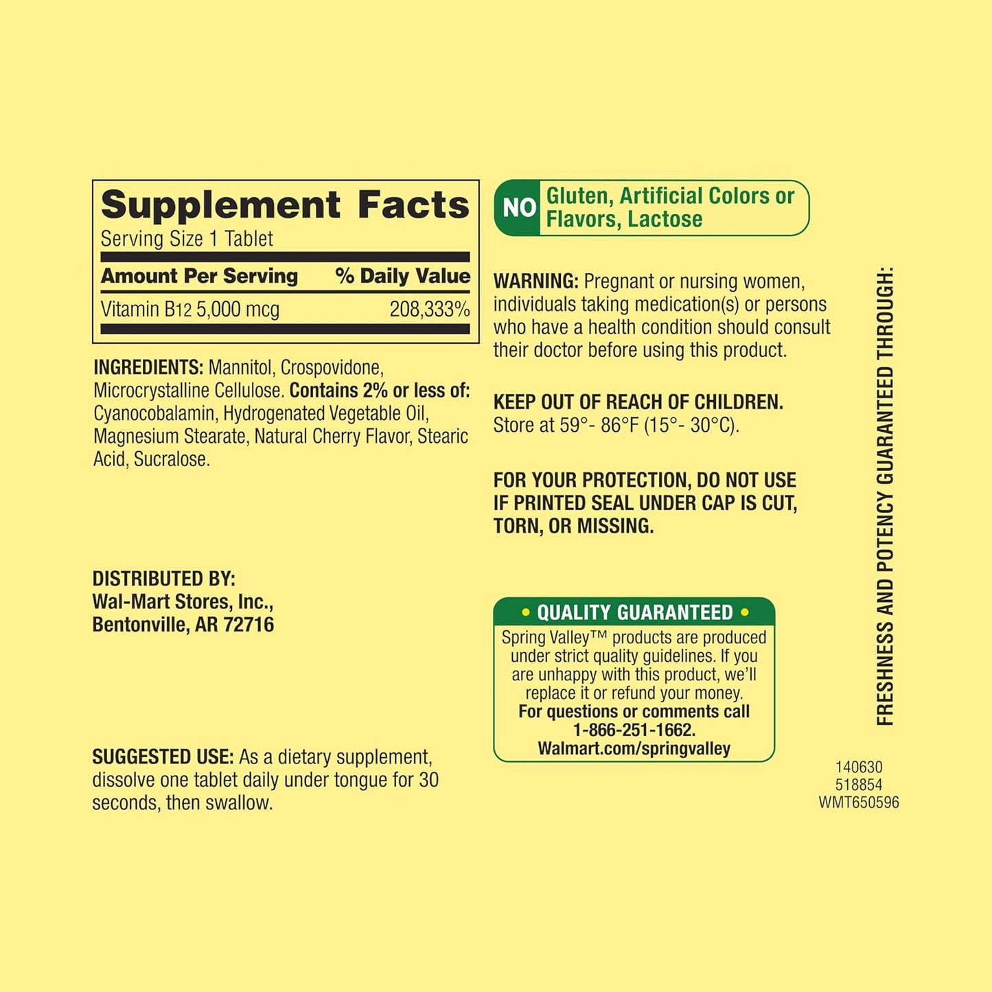 Spring Valley Vitamin B12 5000mcg 300ct Tablets - Boost Metabolism and Energy Levels