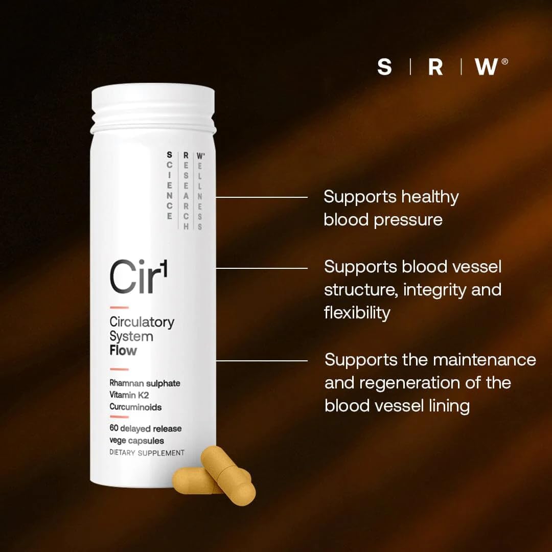 SRW Laboratories Cir¹ Flow Supplement - Promotes Healthy Blood Pressure & Nitric Oxide Levels, Enhances Blood Vessel Health - 60 Count