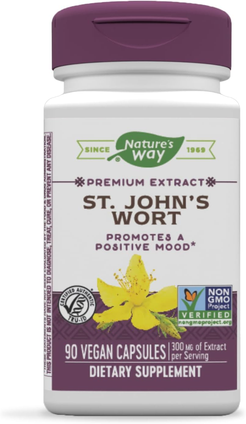 St. John’s Wort Premium Extract with Rosemary & Spirulina - Non-GMO & Vegan - 90 Capsules - Promotes Positive Outlook
