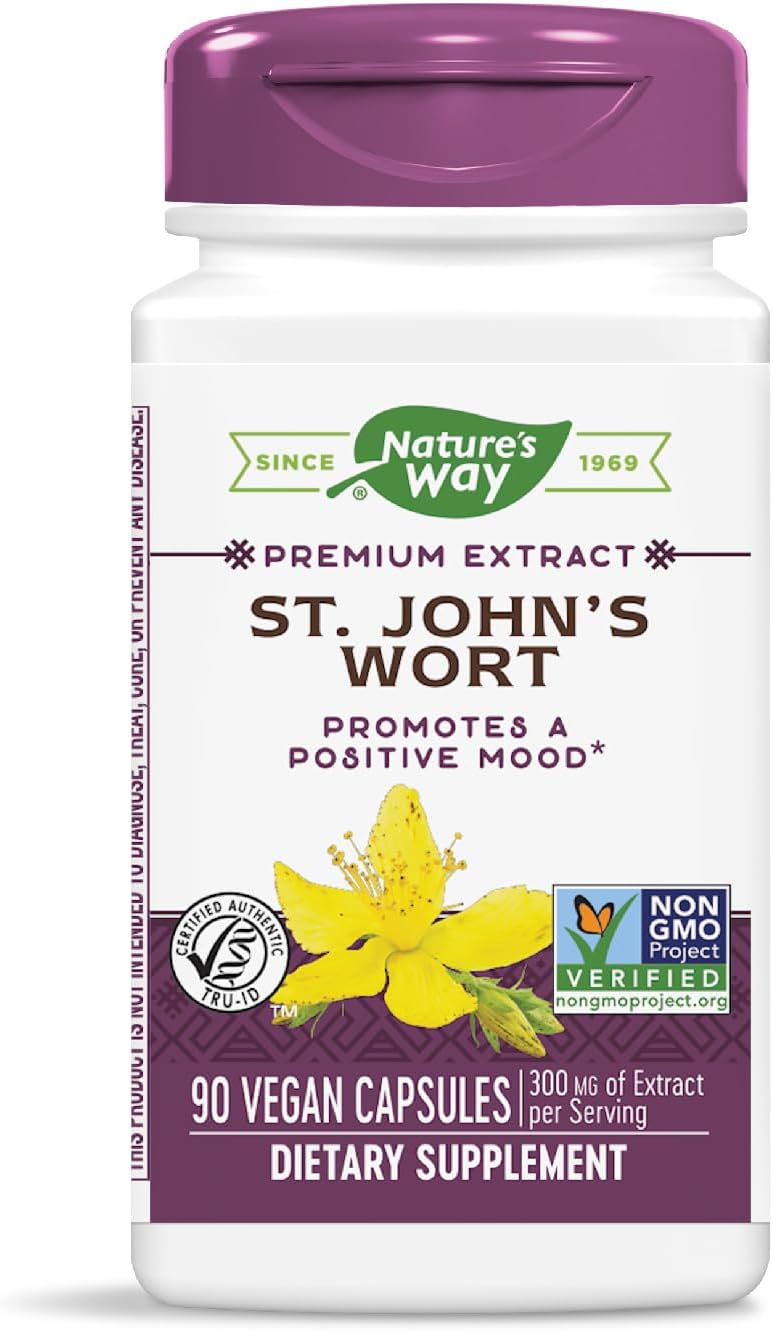 St. John’s Wort Premium Extract with Rosemary & Spirulina - Non-GMO & Vegan - 90 Capsules - Promotes Positive Outlook