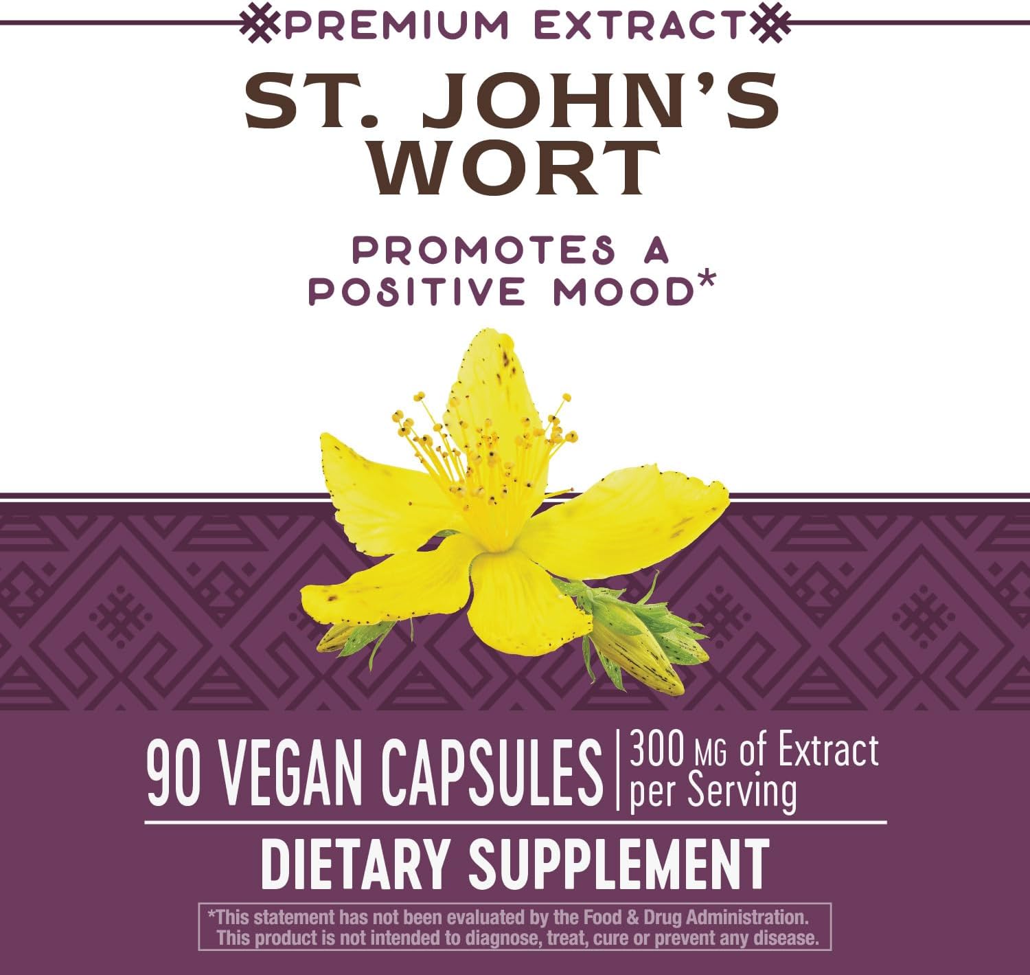 St. John’s Wort Premium Extract with Rosemary & Spirulina - Non-GMO & Vegan - 90 Capsules - Promotes Positive Outlook