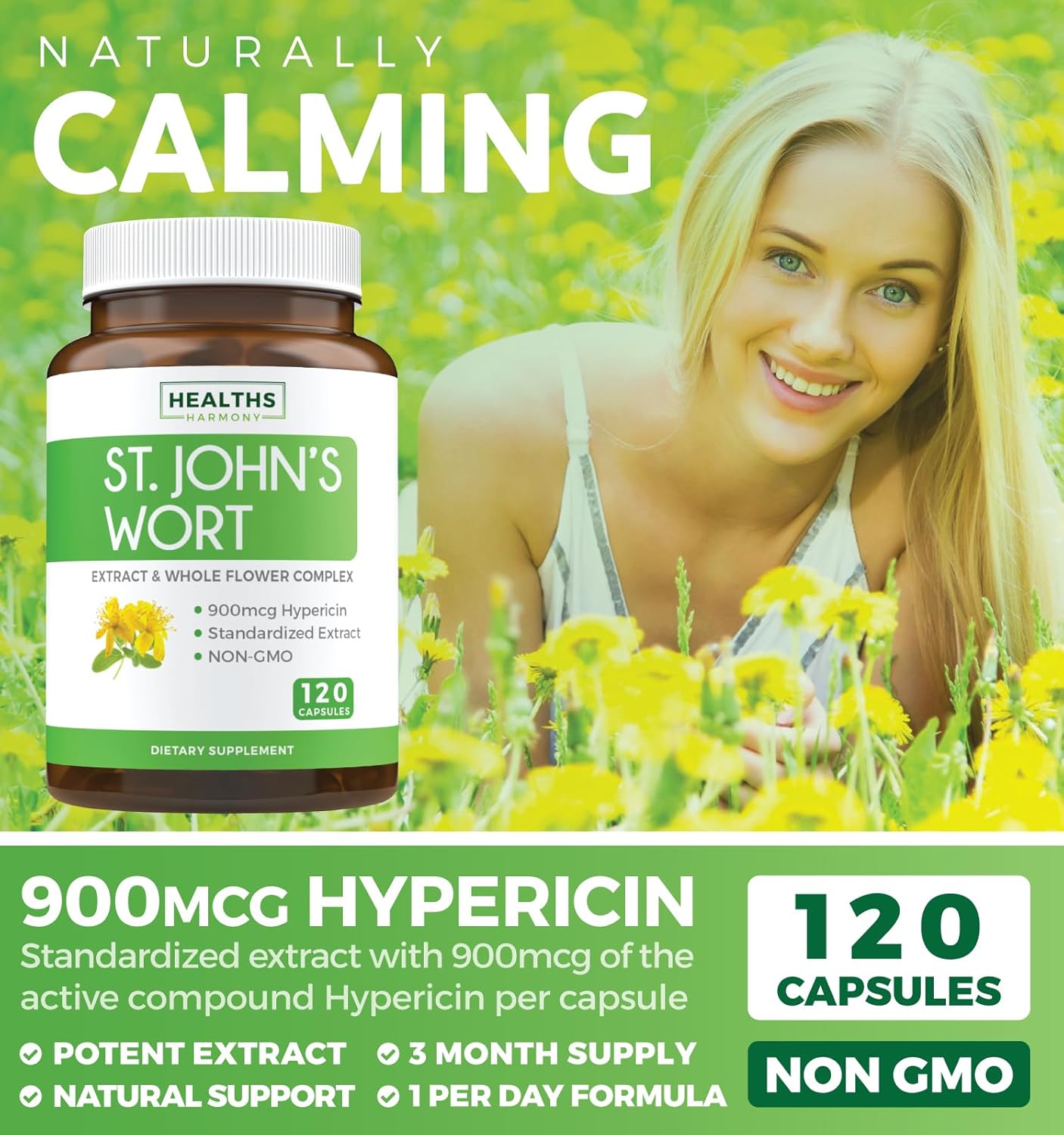 St. John's Wort & Thyroid Support Bundle for Mood Boost and Energy Improvement - Non-GMO with Hypericin Extract & Iodine