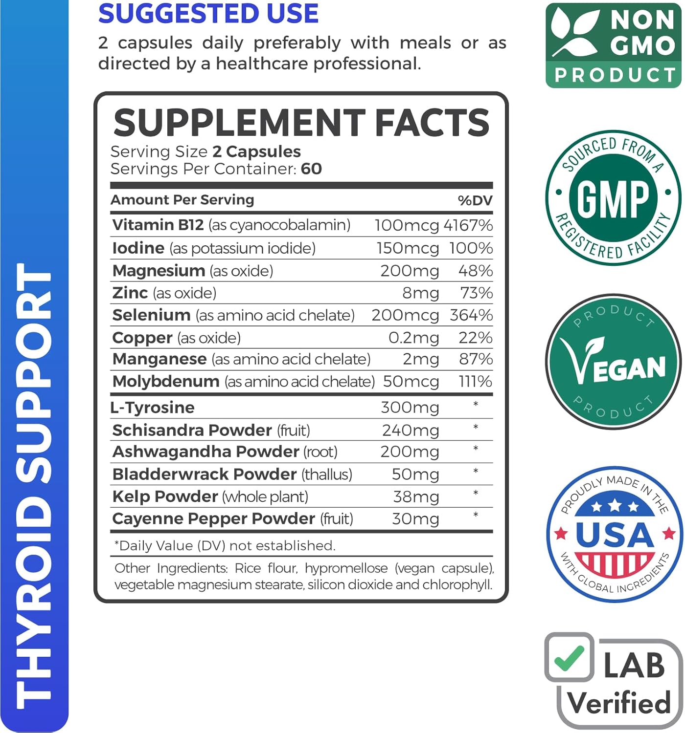 St. John's Wort & Thyroid Support Bundle for Mood Boost and Energy Improvement - Non-GMO with Hypericin Extract & Iodine