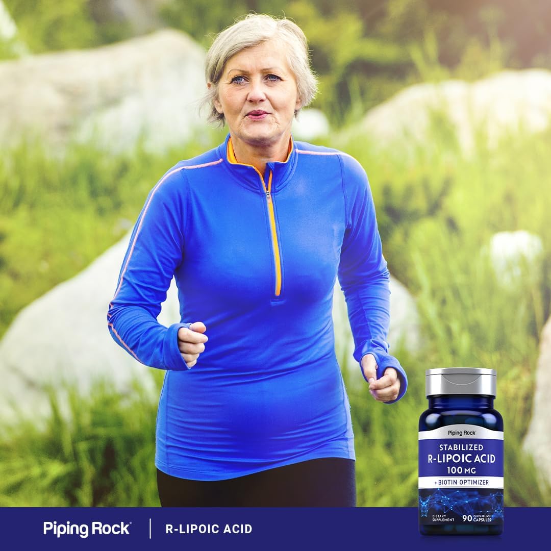 Stabilized R-Lipoic Acid 100mg Capsules with Biotin Optimizer - Non-GMO, Gluten Free (90 Count)