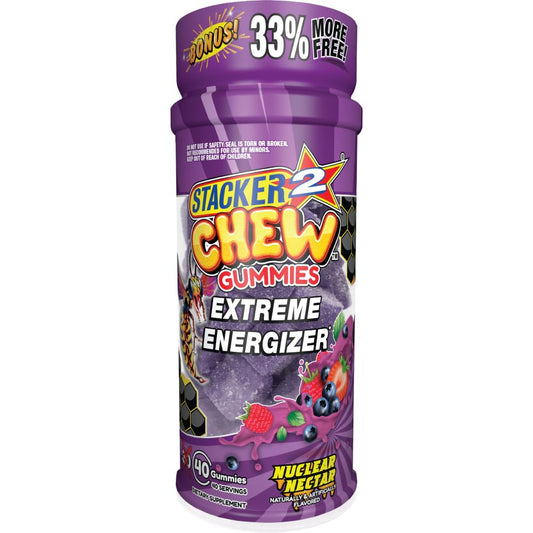 STACKER 2 Extreme Energy Chewable Gummies - 40 Count Bottle