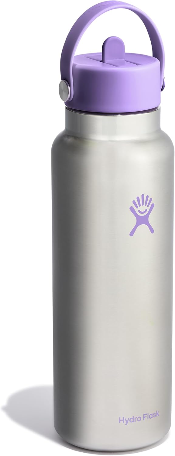 Stainless Steel Hydro Flask Wide Mouth Water Bottle with Leakproof Straw Lid for Cold Drinks, Sports, Travel