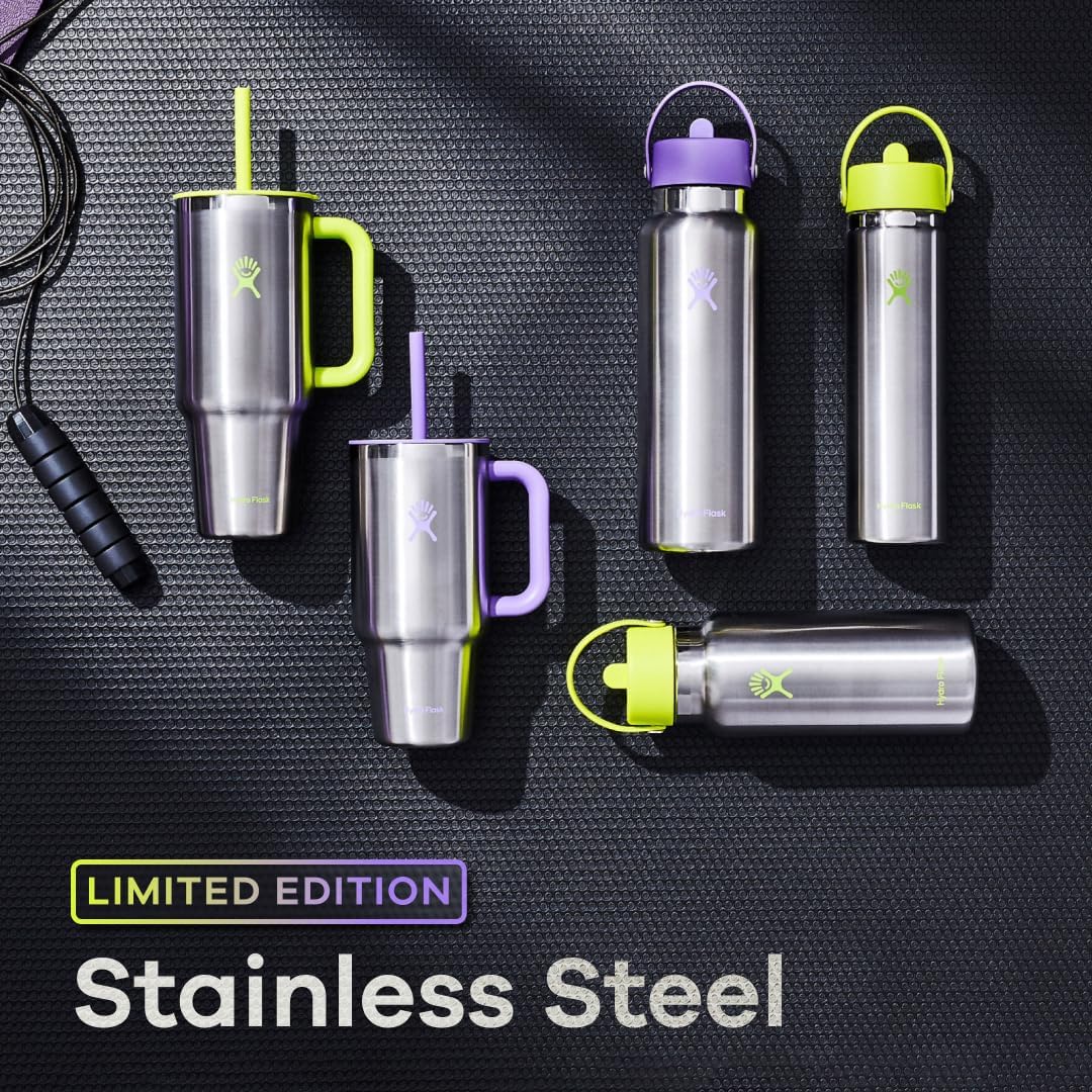 Stainless Steel Hydro Flask Wide Mouth Water Bottle with Leakproof Straw Lid for Cold Drinks, Sports, Travel