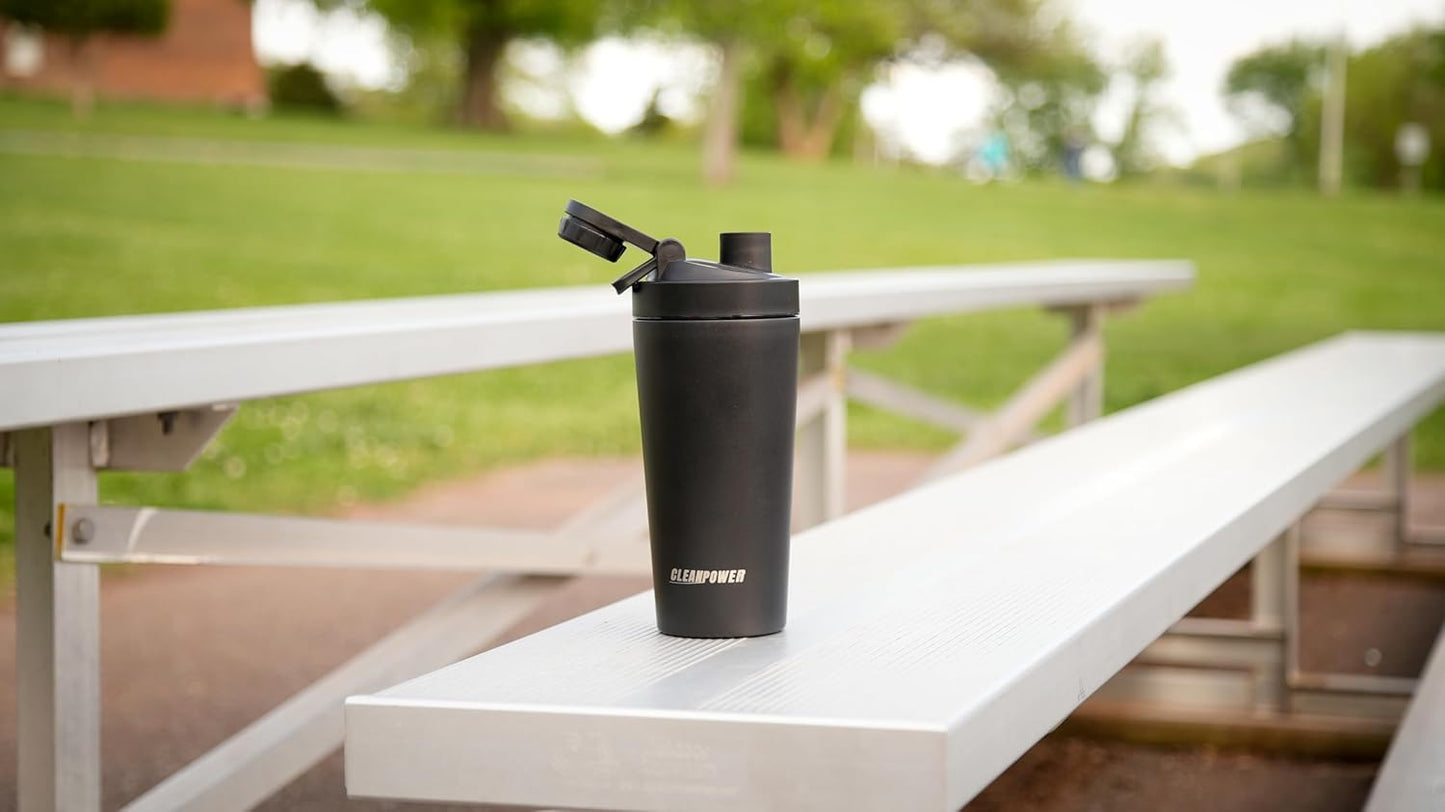 Stainless Steel Shaker Bottle for Protein Shakes, Smoothies, Coffee | Odor-Resistant | BPA-Free Lid | Matte Black