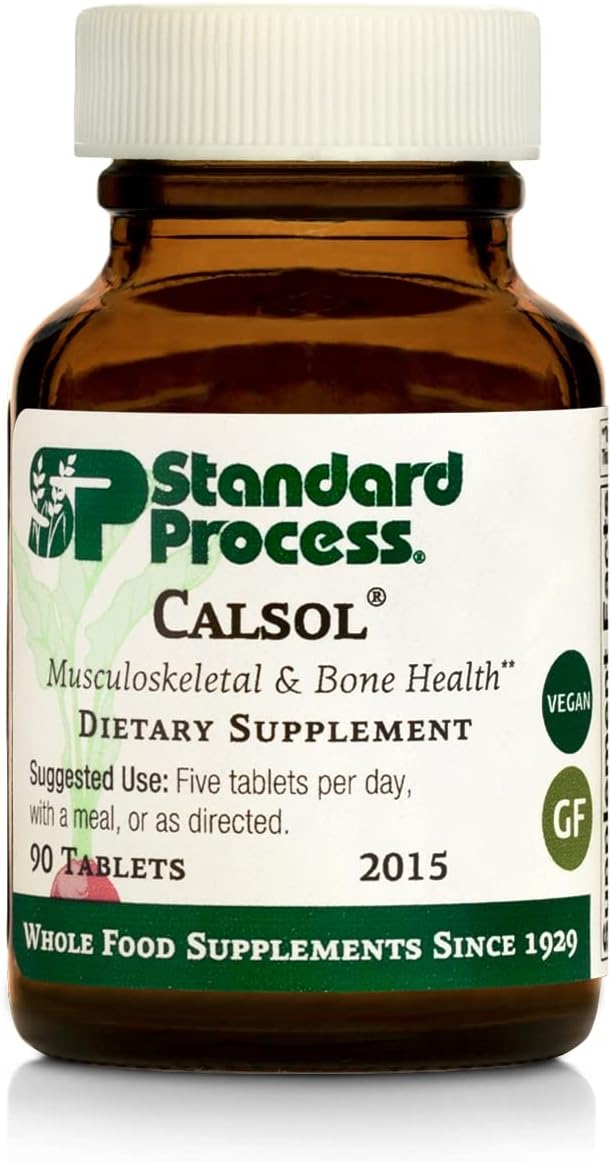Standard Process Calsol: Musculoskeletal & Bone Health Supplement - Calcium & Phosphorus for Skeleton Nutrition - Supports Nervous System & Soft Tissue - Vegan & Gluten-Free - 90 Tablets
