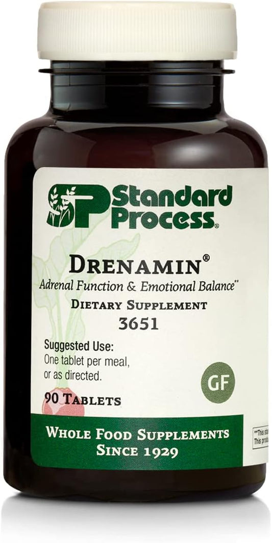 Standard Process Drenamin Tablets - Whole Food Antioxidant for Adrenal and Immune Support, Shitake, Alfalfa, Riboflavin - 90 Count