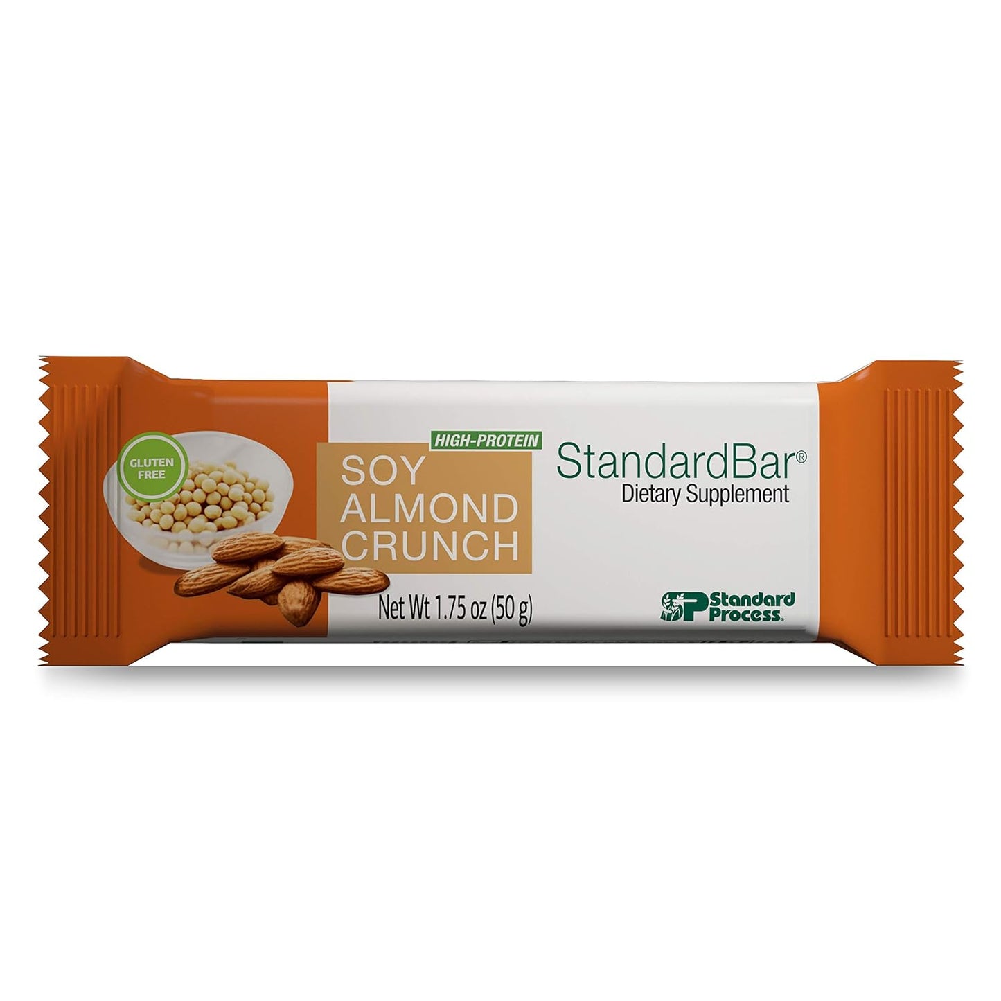 Standard Process Inc. StandardBar - Vegetarian Gluten-Free Protein Bar with Whole Food Formula - 18 Pack Soy Almond Crunch - Calcium, Potassium