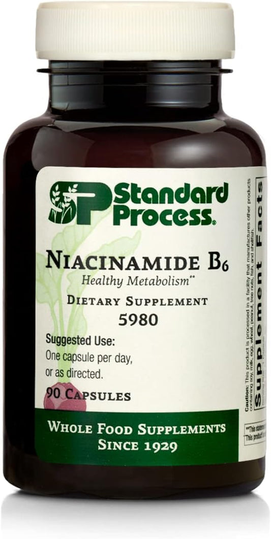 Standard Process Niacinamide B6 Capsules - Whole Food Supplements for Energy, Metabolism, and Nervous System Boost