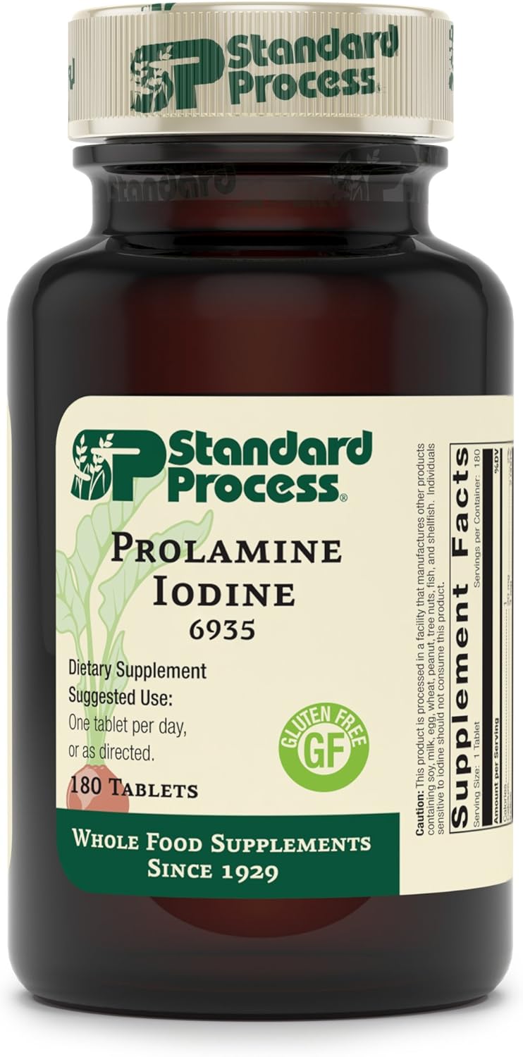 Standard Process Prolamine Iodine Tablets - Promotes Healthy Iodine Levels & Thyroid Function - Gluten Free & Vegetarian - 180 Tablets