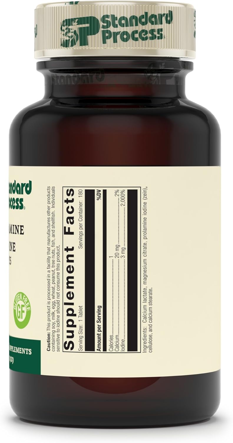 Standard Process Prolamine Iodine Tablets - Promotes Healthy Iodine Levels & Thyroid Function - Gluten Free & Vegetarian - 180 Tablets