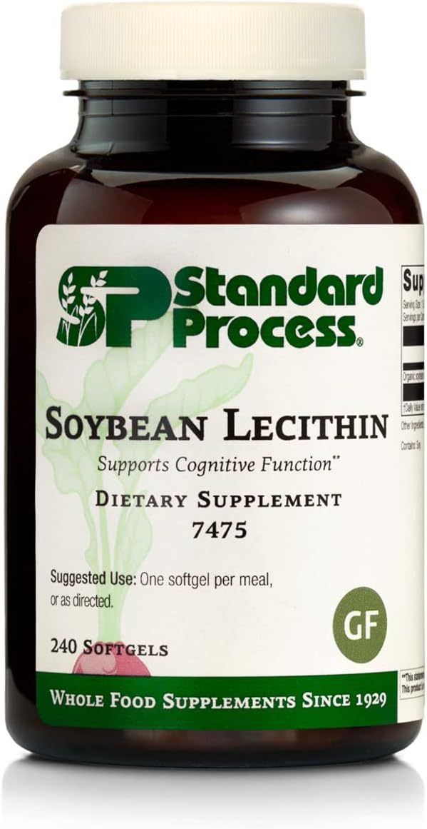 Standard Process Soybean Lecithin Softgels for Cognitive and Liver Health, Gluten-Free, 240 Count