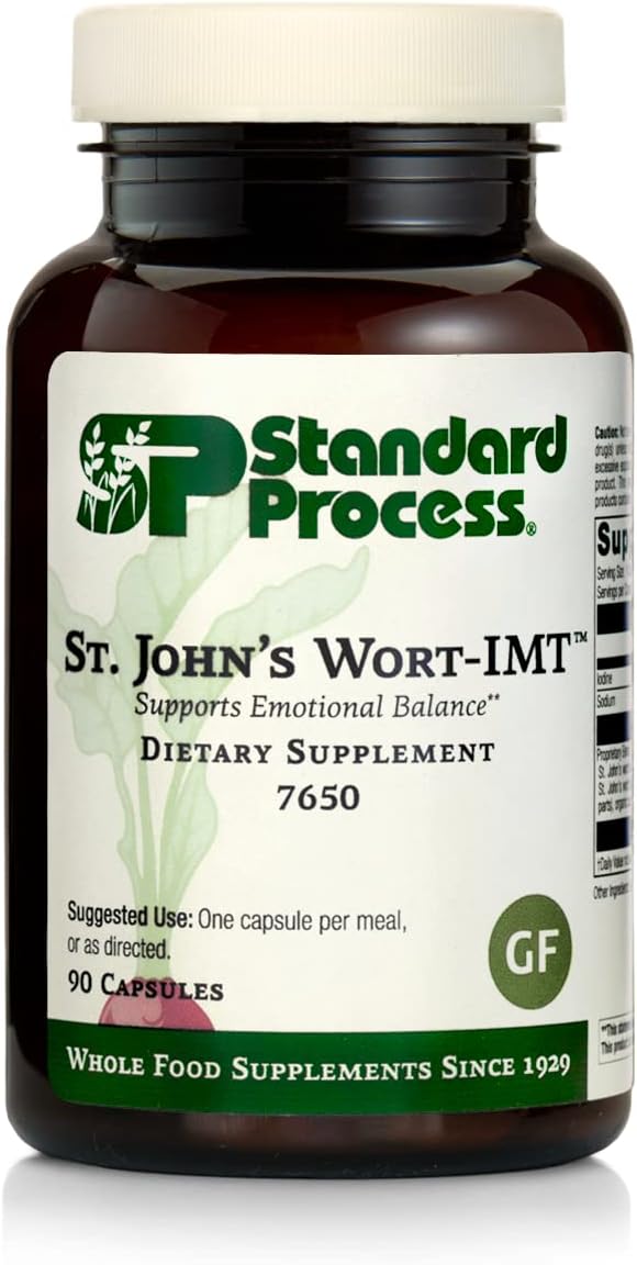 Standard Process St John's Wort-IMT Capsules - Organic Whole Food Mental Health & Stress Relief with Carrot, Alfalfa, Calcium, Inositol, Iodine, & Magnesium - 90ct
