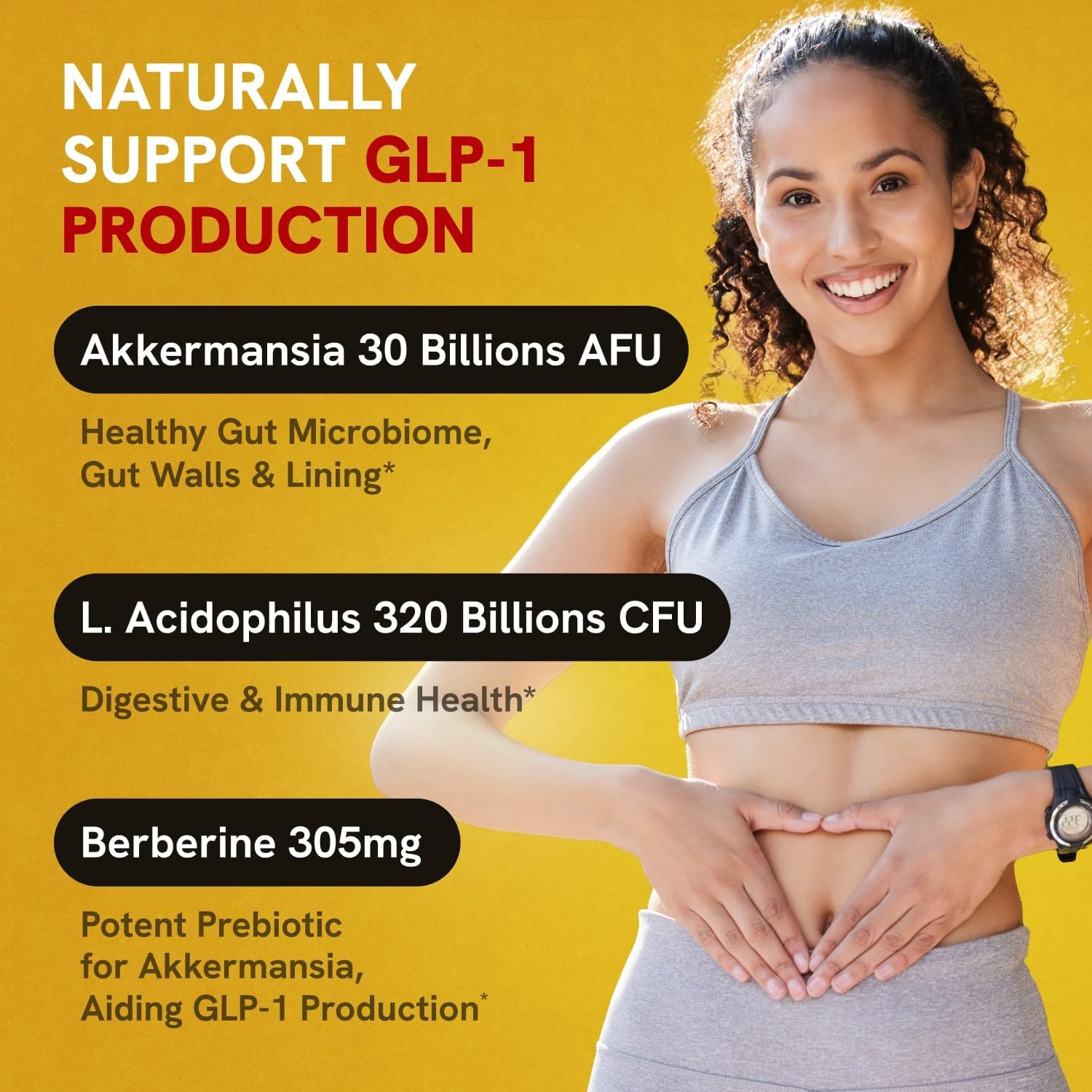Stanis Labs Akkermansia Muciniphila Probiotics 320 Billion CFU with GLP-1, Prebiotic Fiber, Astaxanthin, Berberine, and Chromium - 120 Capsules for Gut Health