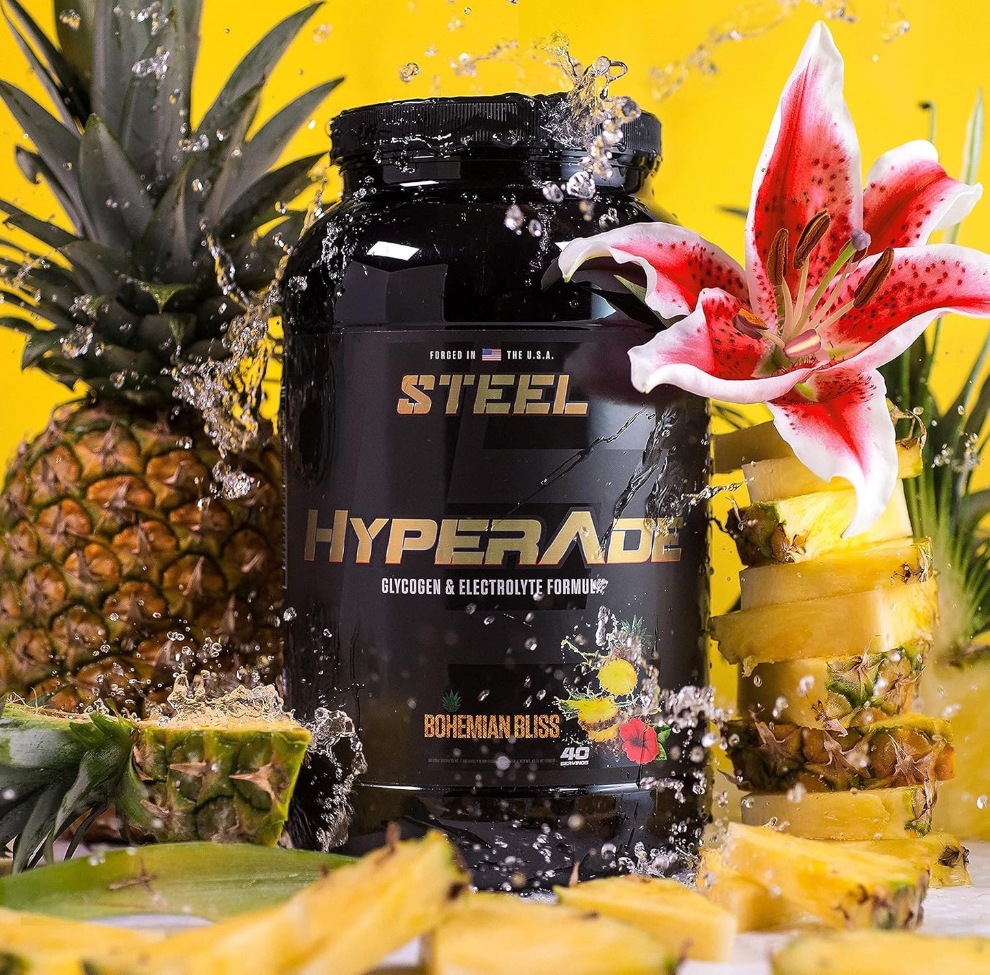 Steel Supplements Hyperade: Advanced Hydration Powder with Fast-Absorbing Electrolytes & Glycogen Formula for Energy & Recovery - Pre/Intra/Post Workout (Bohemian Bliss)