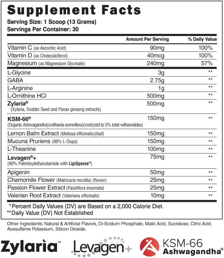 Steel Supplements Rested-AF: Deep Sleep Aid & Muscle Recovery Powder - GABA & Valerian Extract - Stress Relief & Cognitive Support - 30 Servings