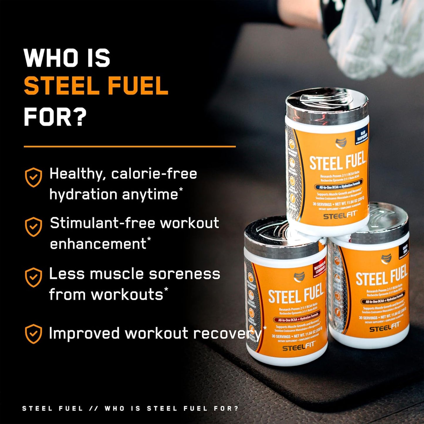 SteelFit Steel Fuel BCAA Electrolyte Powder - Sugar-Free Lemon Lime Amino Acids - 30 Servings for Workout Hydration, Muscle Growth & Recovery