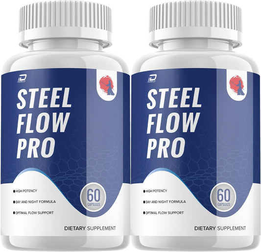 SteelFlow Pro Prostate Supplement for Men - Advanced Energy & Bladder Control Pills for Men's Health (2 Pack - 120 Capsules)