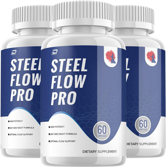 SteelFlowPro Prostate Supplement for Men - Advanced Energy Pills & Bladder Control Supplements - Men's Health Supplement (3 Pack - 180 Capsules)