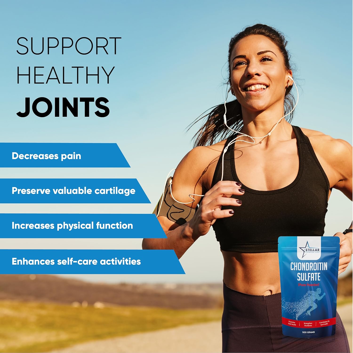 Stellar Chemicals Chondroitin Sulfate Powder 500g - Joint and Bone Support Supplement