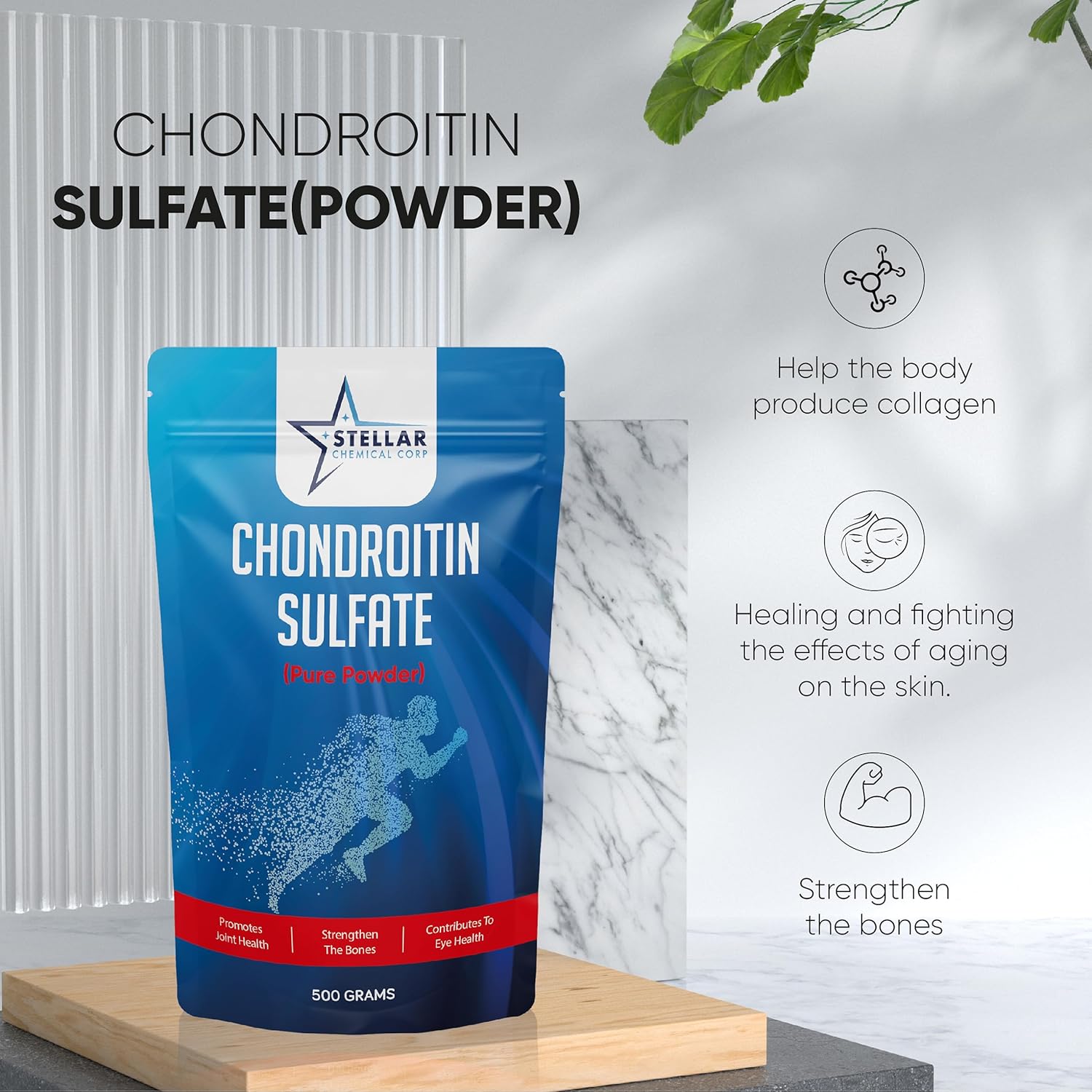 Stellar Chemicals Chondroitin Sulfate Powder 500g - Joint and Bone Support Supplement