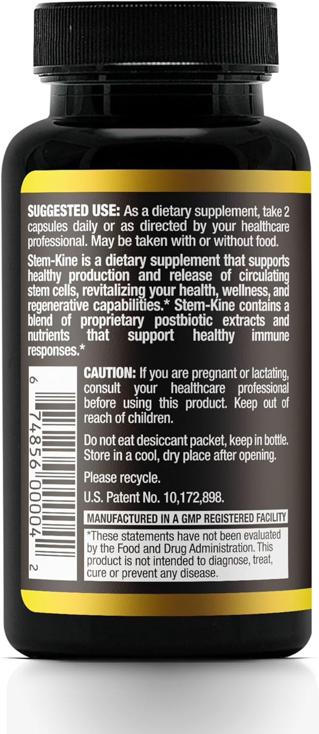Stem-Kine Stem Cell Supplements - Increase Circulating Stem Cells for Aging Support - 60 Capsules