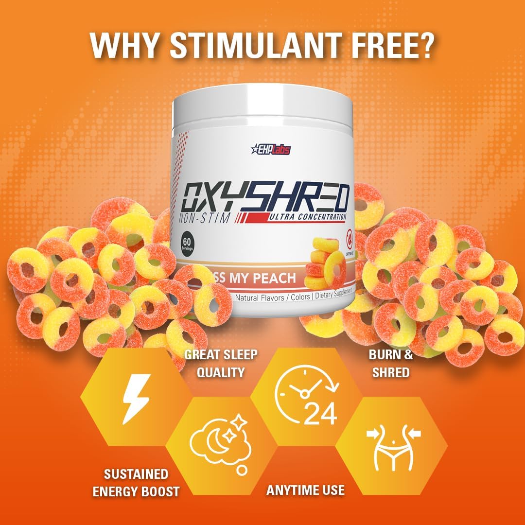 Stimulant-Free Peach Pre Workout Powder with L Glutamine & Acetyl L Carnitine - 60 Servings for Men & Women by EHP Labs