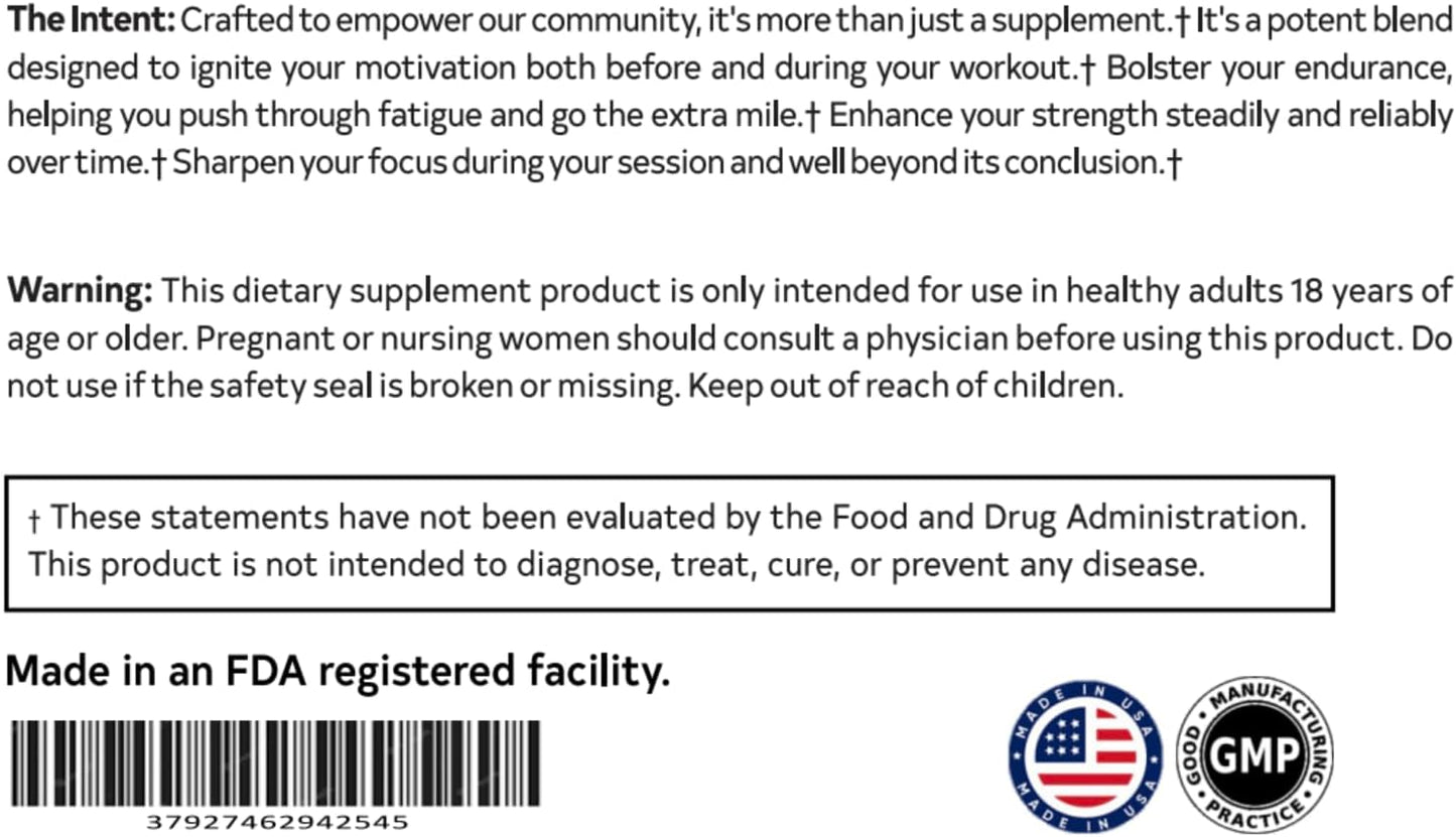 Stimulant-Free Pre-Workout for Energy, Endurance, Focus, and Strength by Intents Nutrition