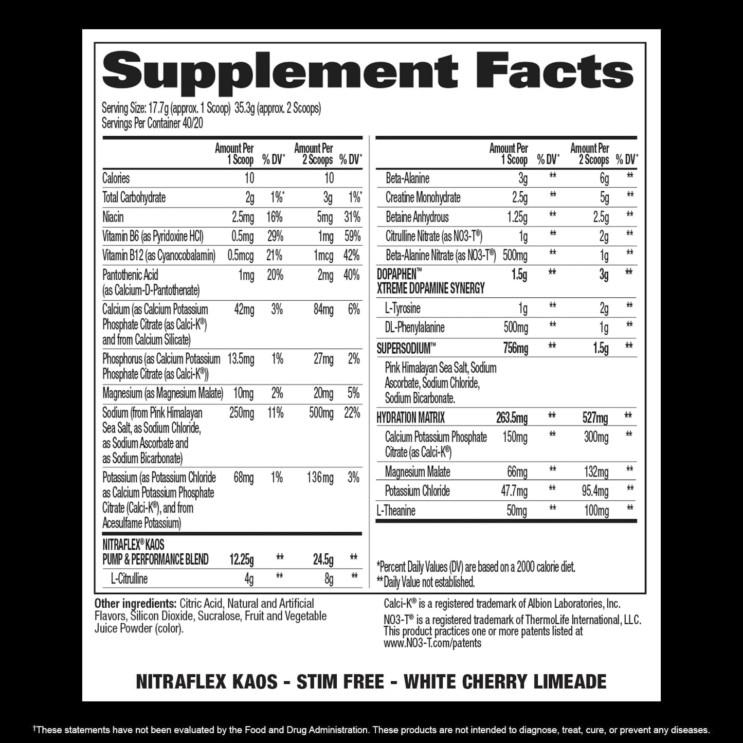 Stimulant-Free Pre-Workout Supplement White Cherry Limeade