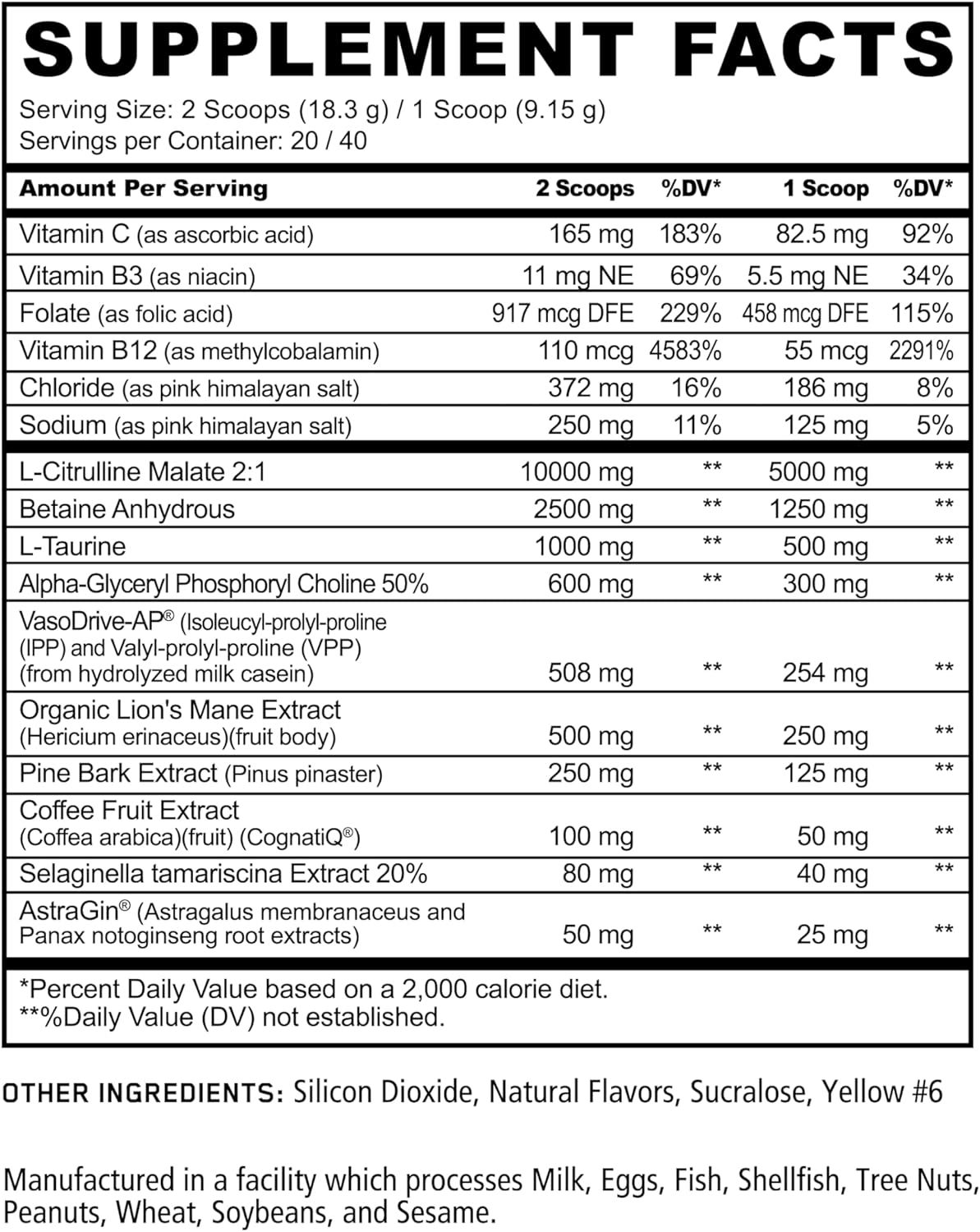 Stimulant-Free Pre-Workout with L-Citrulline Malate and Lions Mane for Enhanced Performance - Peach Gummy Rings - 40 Scoops