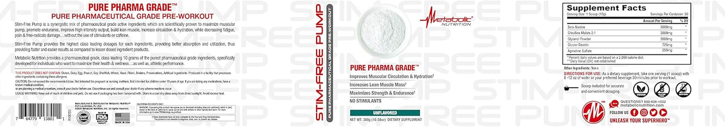 Stimulant-Free Pump Supplement for Metabolic Nutrition Boost