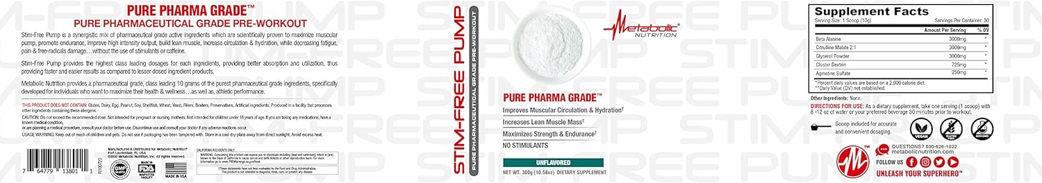 Stimulant-Free Pump Supplement for Metabolic Nutrition Boost