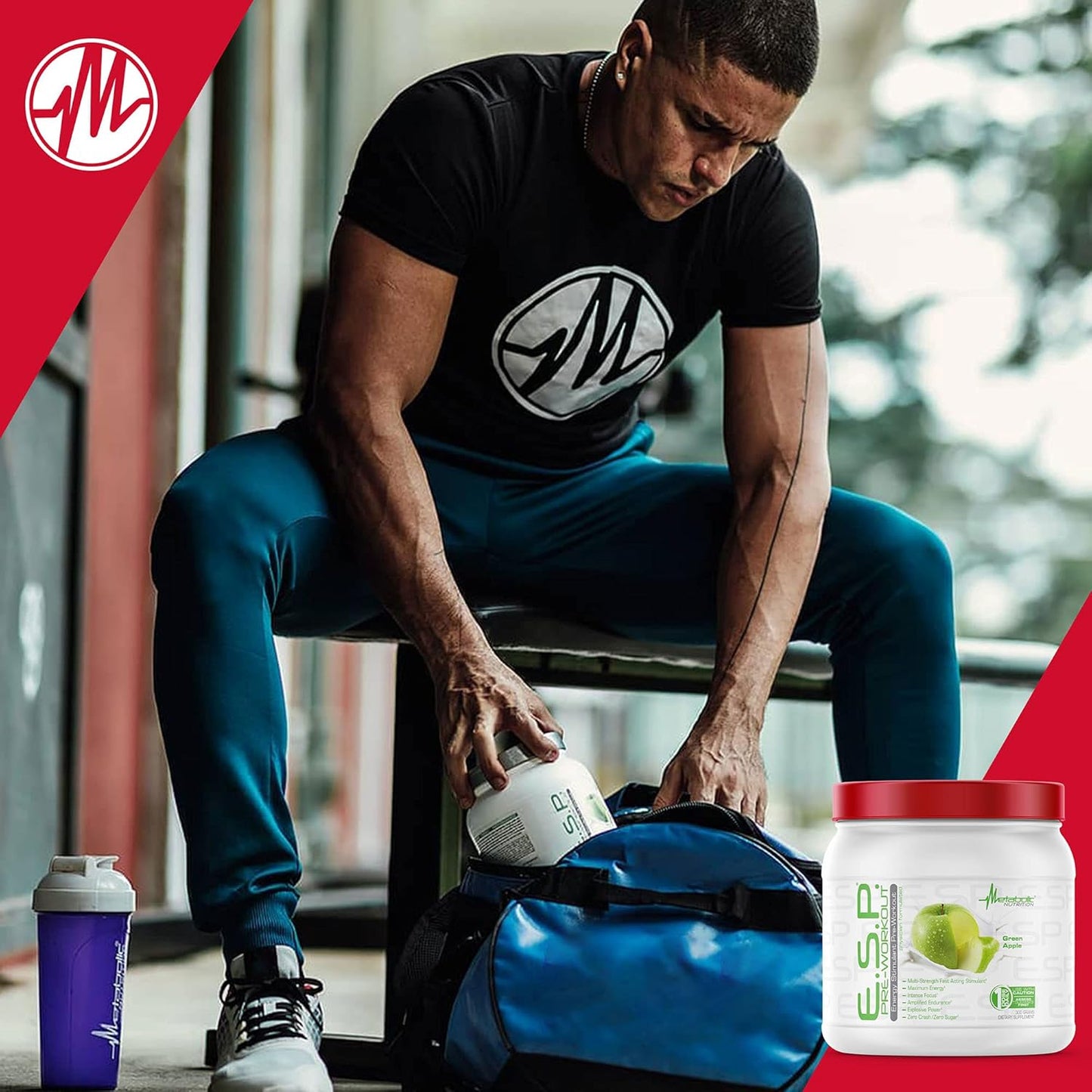 Stimulating Pre Workout Supplement for Energy and Endurance - Natural & Safe Green Apple Flavor - 300g (90 Servings)